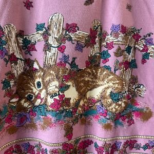 Vintage Cat Sweatshirt Womens XL Pink 90s Double Collar Kitten T Swift Opalite